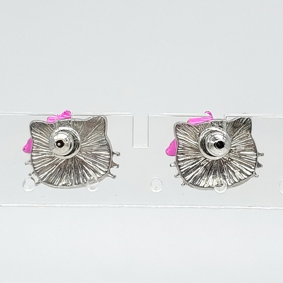 SOLD Hello Kitty Pink Rhinestone Stud Earrings Barbie Anime - Picture 3 of 3